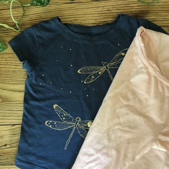 Yoga dogs and golden dragonflies organic cotton Tee lot 4T - Picture 2 of 6